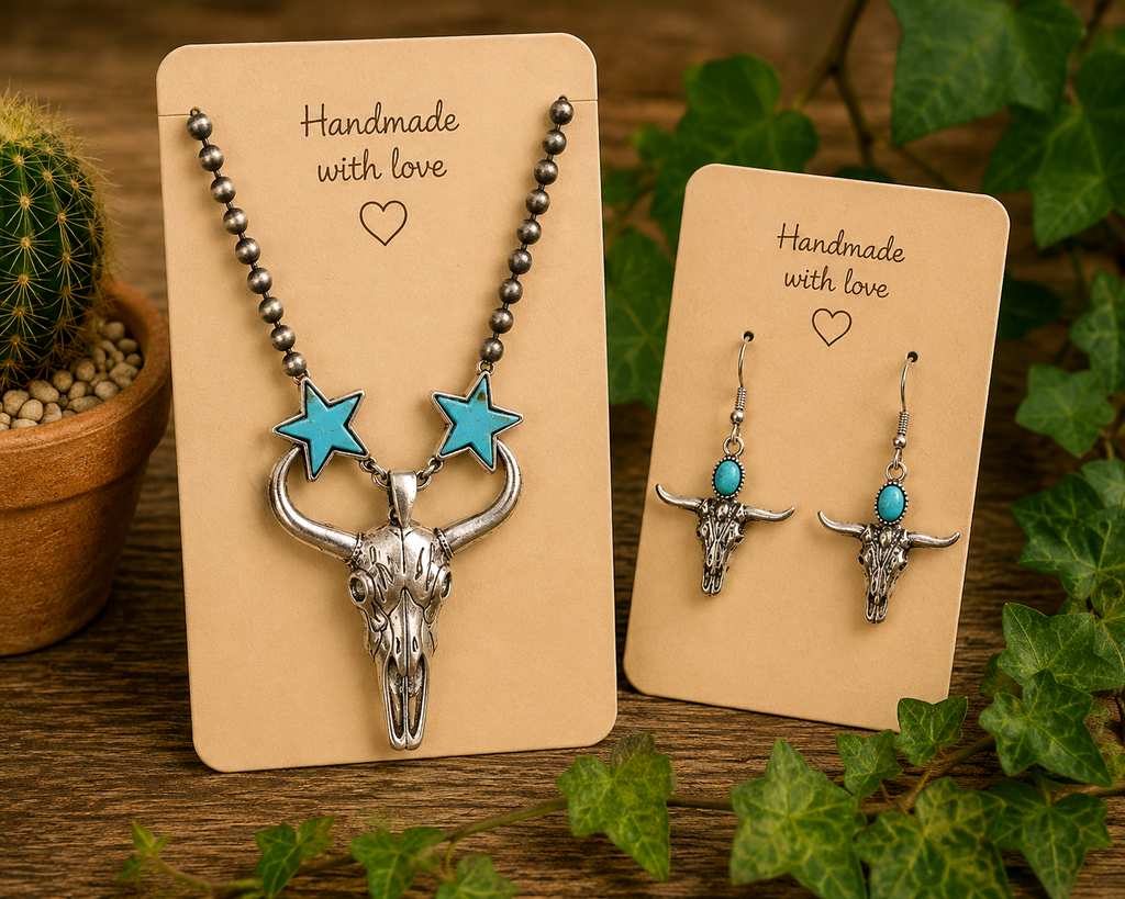 Schmuckset "Longhorn" — Halskette & Ohrringe mit Türkis