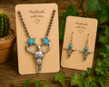 Schmuckset "Longhorn" — Halskette & Ohrringe mit Türkis