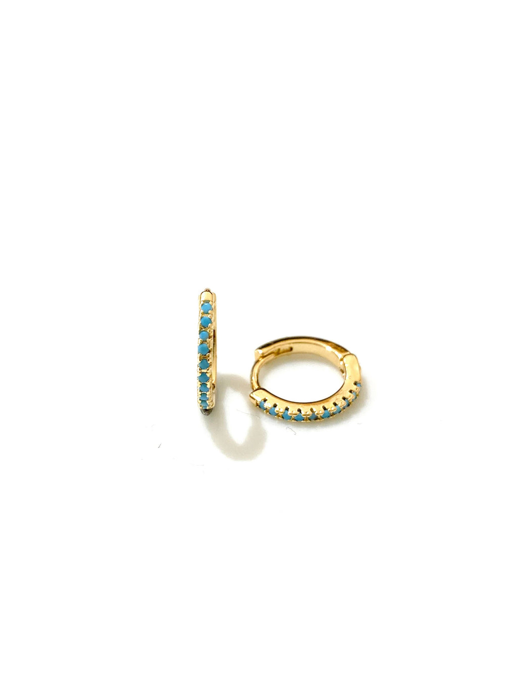 Mini-Creolen "Turquoise" — Gold mit türkisfarbenen Steinen