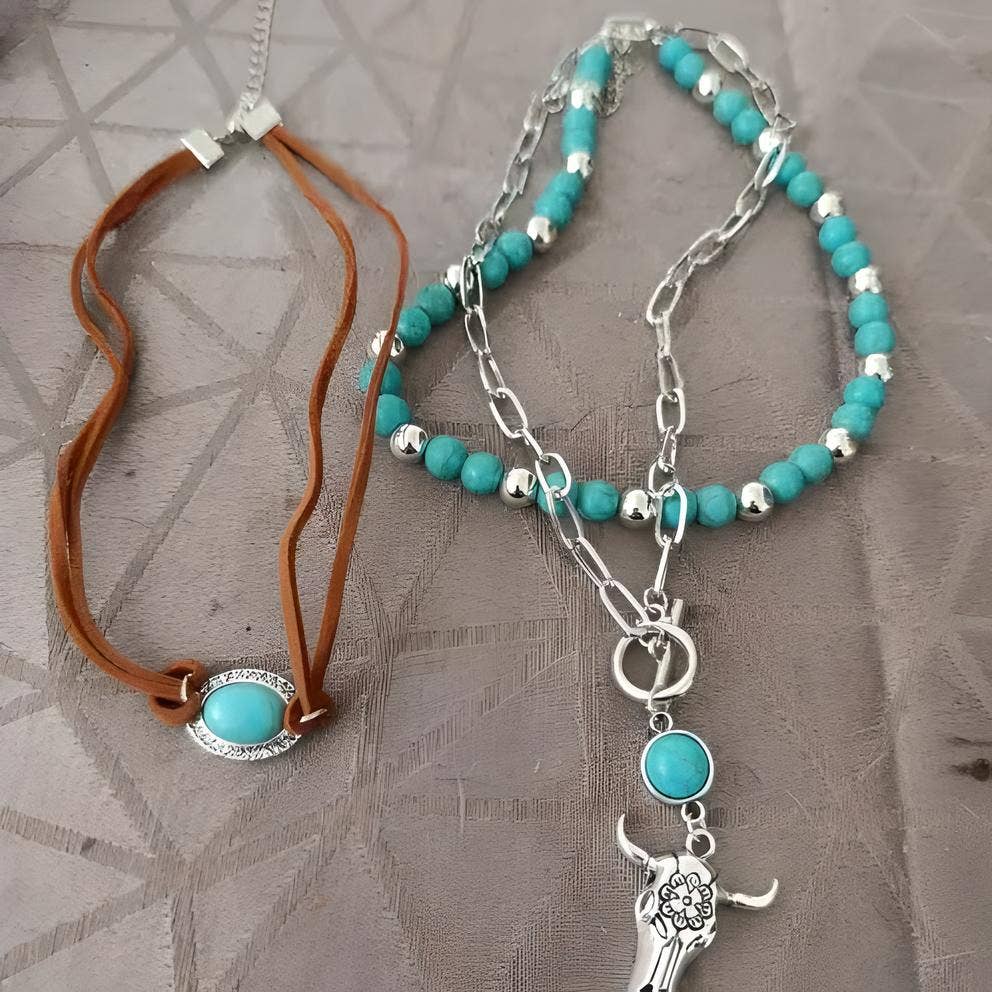 Layer-Kette "Sierra" — dreilagig mit Türkis und Longhorn