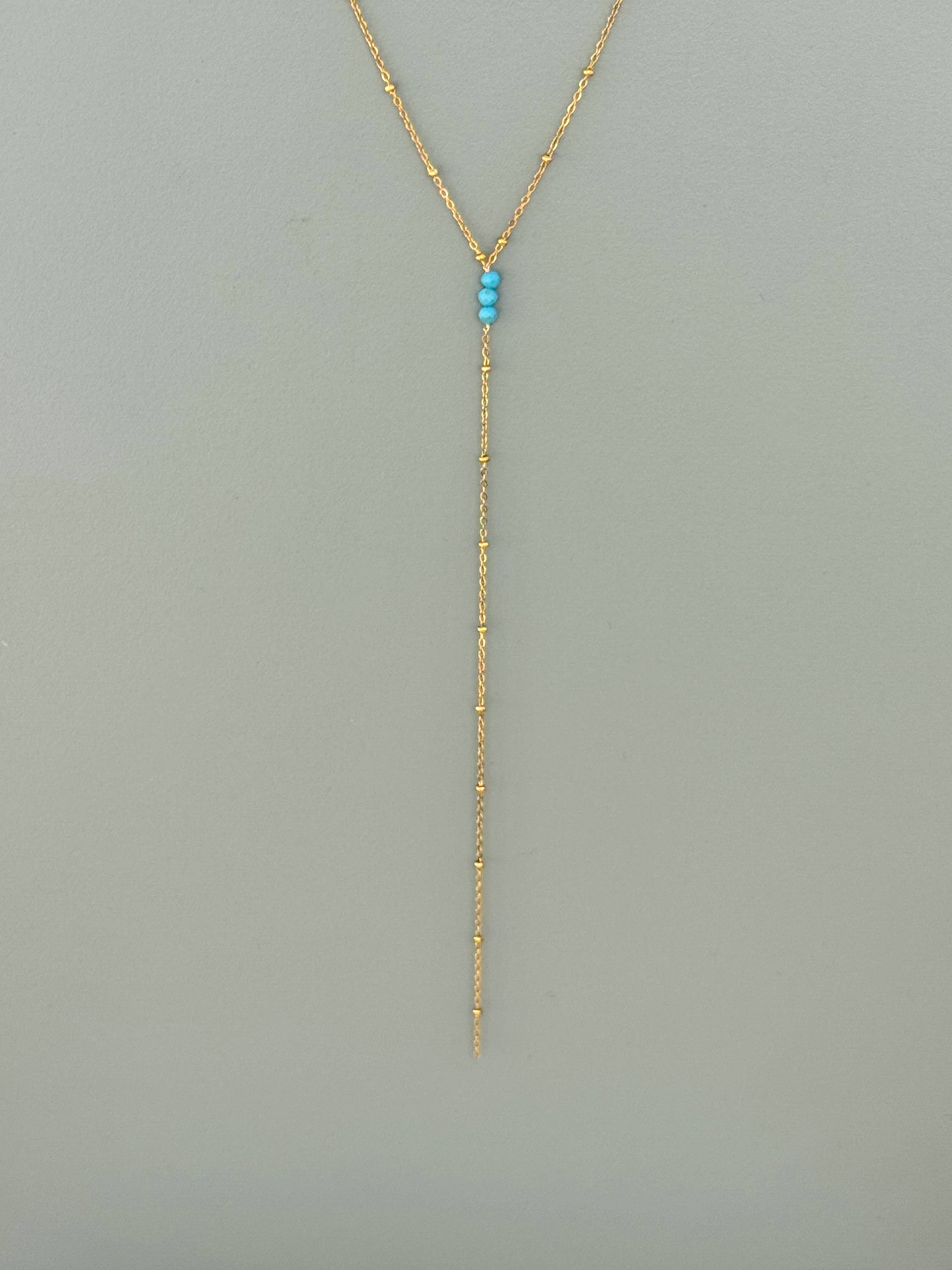 Halskette "Vince" — feine Gliederkette mit Türkis, 92 cm