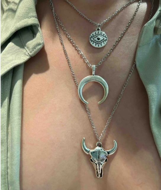 Layer-Kette "Trio" — dreilagig in Silber, Western-Boho