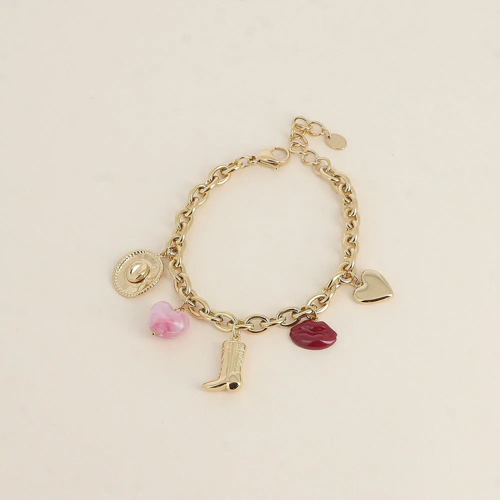 Charm-Armband mit Western-Anhängern Kussmund