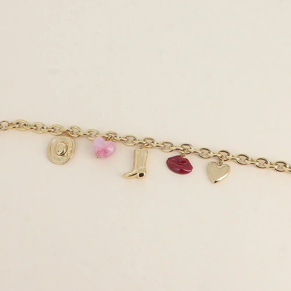 Charm-Armband mit Western-Anhängern Kussmund