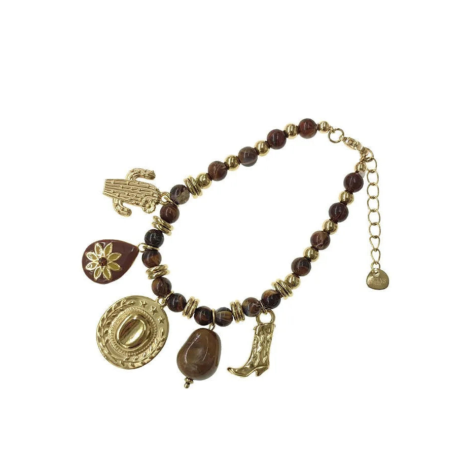 Harzperlenarmband Gold Braun