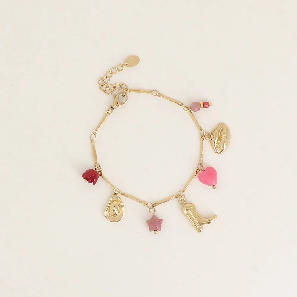 Charm-Armband mit Western-Anhängern Rose