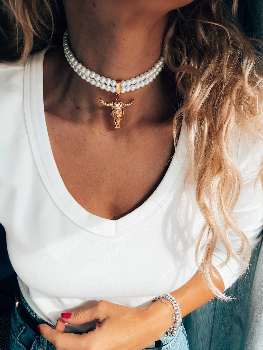 Perlenchoker im Western-Stil