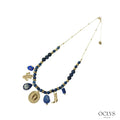 Halskette mit Harzperlen Golden Blau