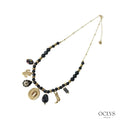 Halskette mit Harzperlen Gold Schwarz