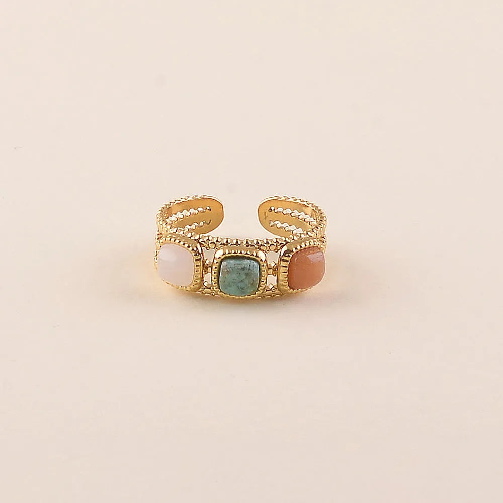 Ring mit Natursteinen, verstellbar Orange