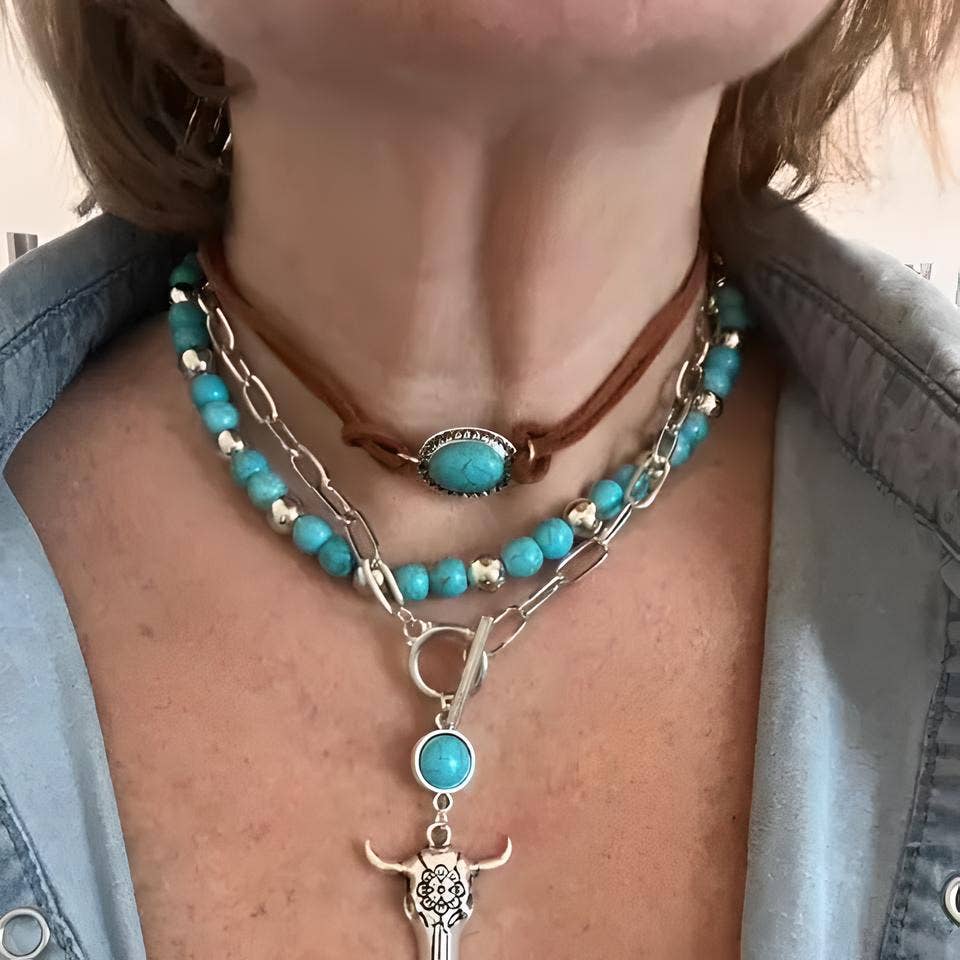 Layer-Kette "Sierra" — dreilagig mit Türkis und Longhorn