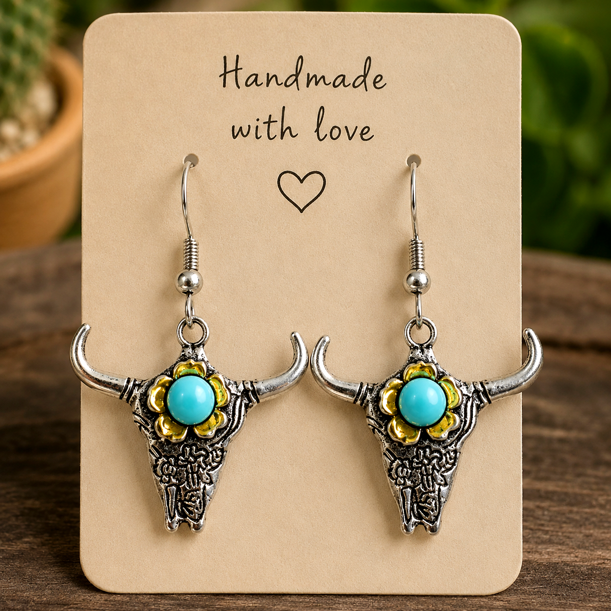 Schmuckset "Longhorn Petite" — Halskette & Ohrringe mit Türkis
